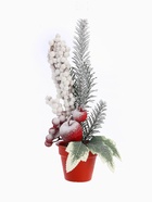 Новогодняя композиция на стол «Зимнее волшебство. Яркий праздник», в горшке, 24×7 см - фото 60150939