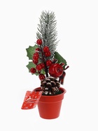 Новогодняя композиция на стол «Зимнее волшебство. Яркий праздник», в горшке, 25×7 см - фото 60150947