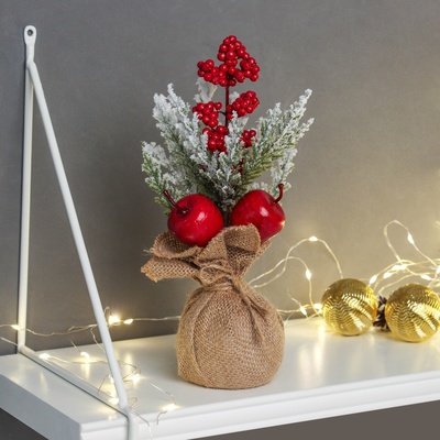 Новогодняя композиция на стол «Зимнее волшебство. Яркий праздник», в мешочке, 23×10 см