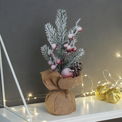 Новогодняя композиция на стол «Зимнее волшебство. Яркий праздник», в мешочке, 26×10 см