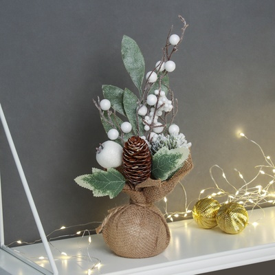 Новогодняя композиция на стол «Зимнее волшебство. Яркий праздник», в мешочке, 26×10 см
