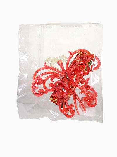 Ёлочная игрушка «Зимнее волшебство. Кружевная бабочка», 10×12 см, красный перелив