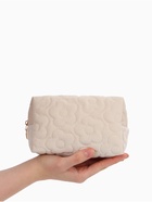 Косметичка объёмная на молнии, маленькая, с вышивкой, молочная - Фото 2