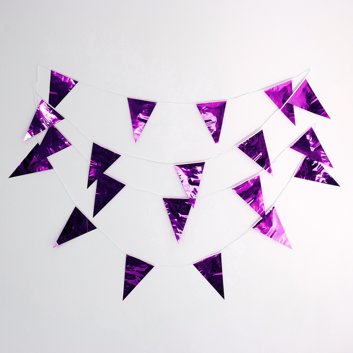 Гирлянда «Флажки», 20 флажков, 10 метров, фиолетовая