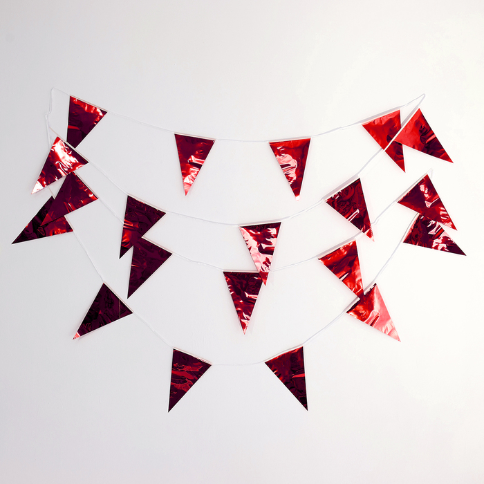 Гирлянда «Флажки», 20 флажков, 10 метров, красная