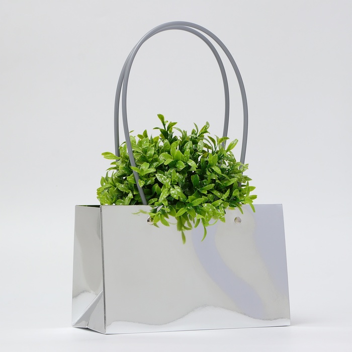 Сумка для цветов серебро, влагостойкая, 22×11×14 см - Фото 1