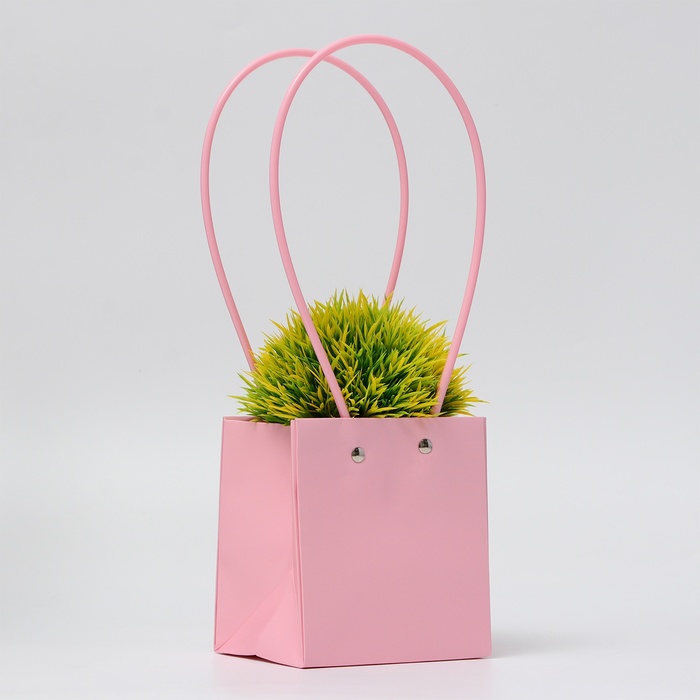 Сумка для цветов, квадратная, розовая, влагостойкая, 13×12×12 см - Фото 1