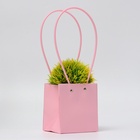 Сумка для цветов, квадратная, розовая, влагостойкая, 13×12×12 см - Фото 2