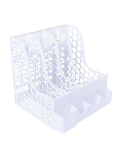 Лоток для бумаг Calligrata, А4, вертикальный, с отделениями для пишущих принадлежностей, 8 отделений, белый