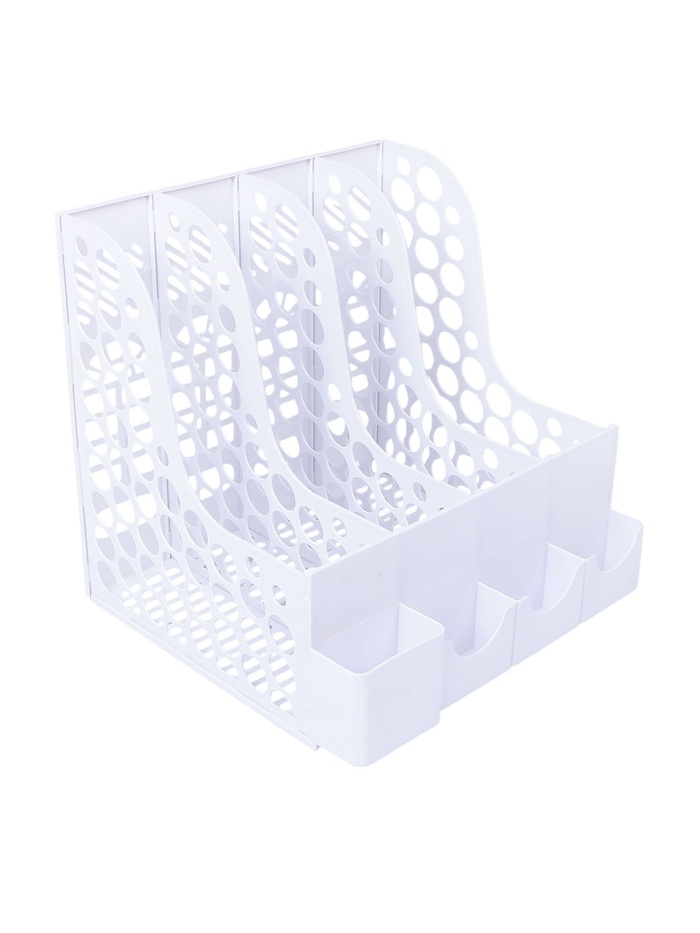 Лоток для бумаг Calligrata, А4, вертикальный, с отделениями для пишущих принадлежностей, 8 отделений, белый - Фото 1