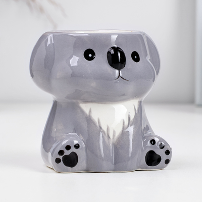 Фигурное кашпо для цветов «Коала Полина», 7×7×9 см, керамика, серое