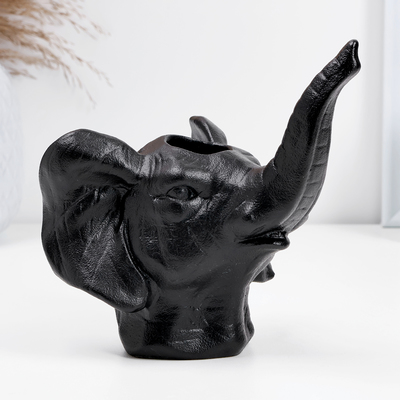 Кашпо - ваза «Слон», 13×12×15 см, 180 мл, чёрный