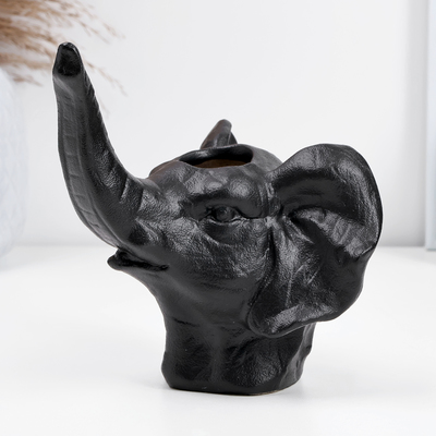 Кашпо - ваза «Слон», 13×12×15 см, 180 мл, чёрный