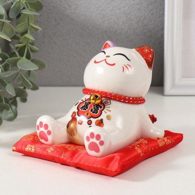 Копилка для денег «Кот Манэки-нэко расслабленный», керамика, 12.5×12.5×10.5 см