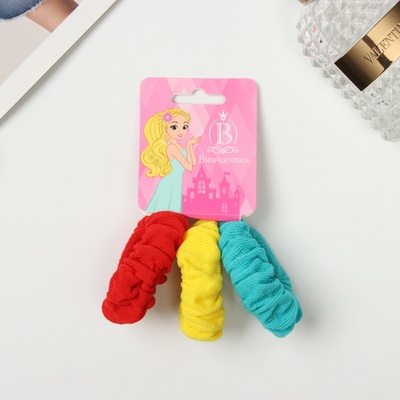 Резинки для волос Выбражулька «Махрушка спорт», набор 3 шт., лето колор, 4.5 см