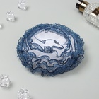 Бант для волос на резинке «Школьница», волна кружева контраст, d=15 см, сине-белый - Фото 3