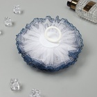 Бант для волос на резинке «Школьница», волна кружева контраст, d=15 см, сине-белый - Фото 4