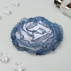 Бант для волос на резинке «Школьница», волна кружева контраст горох, d=15 см, сине-белый - Фото 3