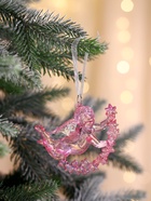 Ёлочная игрушка «Зимнее волшебство. Ангел на звездах» пластик, 7×8 см, сиреневый перелив - Фото 2