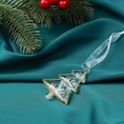 Ёлочные игрушки 2 шт. «Зимнее волшебство. Ёлочки прозрачные», 6×4.5 см, прозрачный с золотом - Фото 2