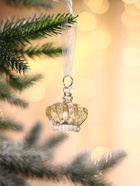 Ёлочные игрушки 2 шт. «Зимнее волшебство. Корона», 4×4.5 см, прозрачный с золотом - Фото 4