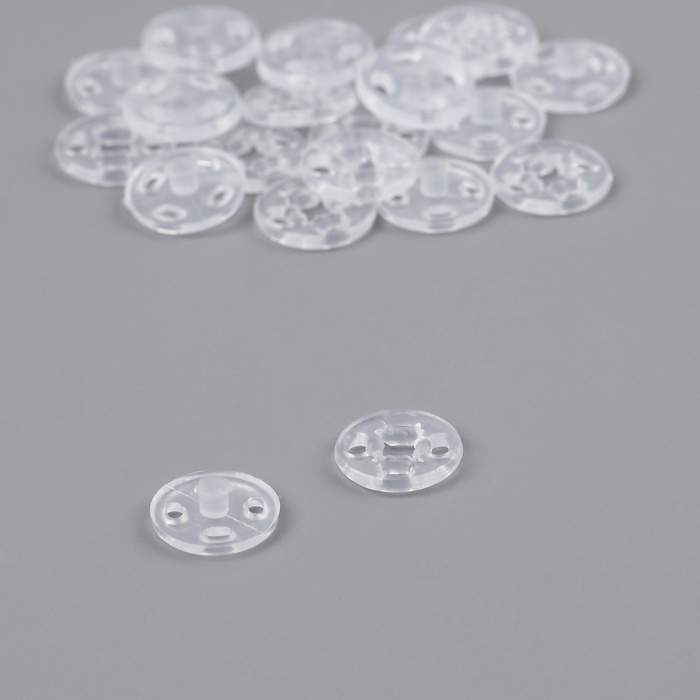 Кнопки пришивные, d = 10 мм, 10 шт, цвет прозрачный - Фото 1