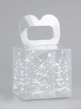 Коробка подарочная новогодняя складная ПВХ «Ёлочка» 7?7?7 см (комплект 5 шт)