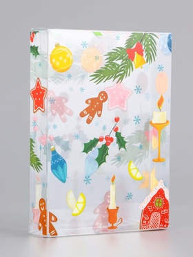 Коробка подарочная новогодняя складная ПВХ «Новогоднее настроение» 11?8?2 см (комплект 5 шт)