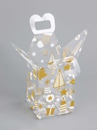 Коробка подарочная новогодняя складная ПВХ «Ёлочки» 9×9×13 см - фото 118987488