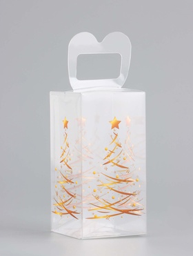 Коробка подарочная новогодняя складная ПВХ « Ёлочка гори!» 4?4?8 см (комплект 5 шт)