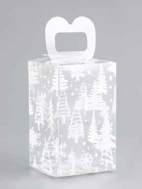 Коробка подарочная новогодняя складная ПВХ «Ёлочка в лесу» 6?6?10 см (комплект 5 шт)