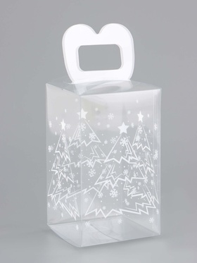 Коробка подарочная новогодняя складная ПВХ «Ёлочка в лесу» 12?7?7 см (комплект 5 шт)