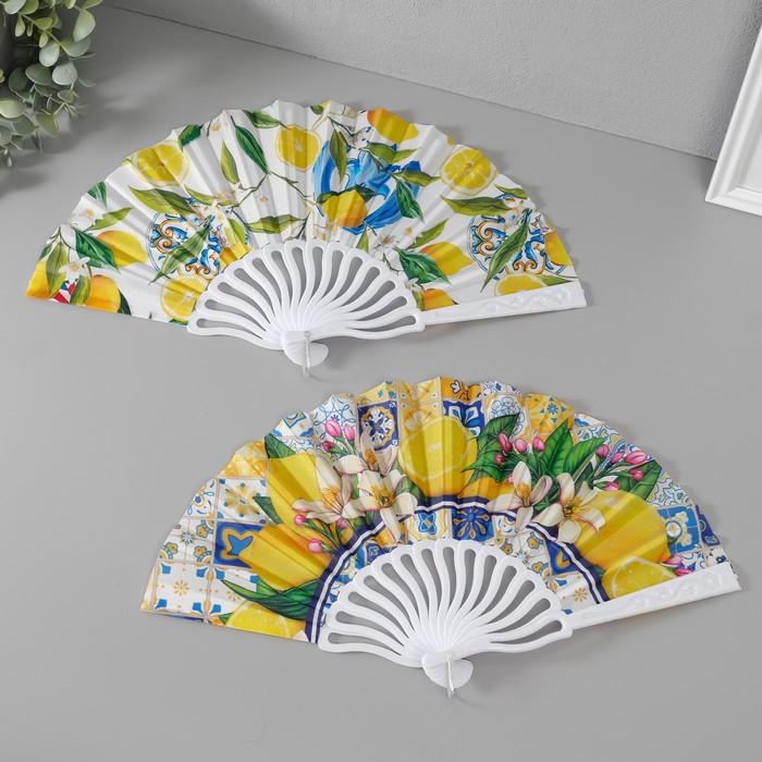 Веер складной «Сочные лимоны», 23 см, МИКС