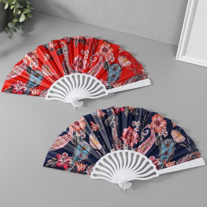 Веер складной «Перья и цветы», 23 см, МИКС