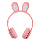 Беспроводные наушники «Зайчик», световые эффекты, складные, цвет розовый - Фото 2