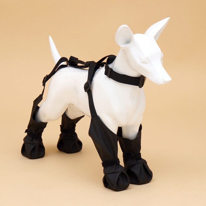 Ботинки - чулки для собак, размер S (Длина лап 30-35, ДС 16-22, ОШ 12-40 см) черные - Фото 1