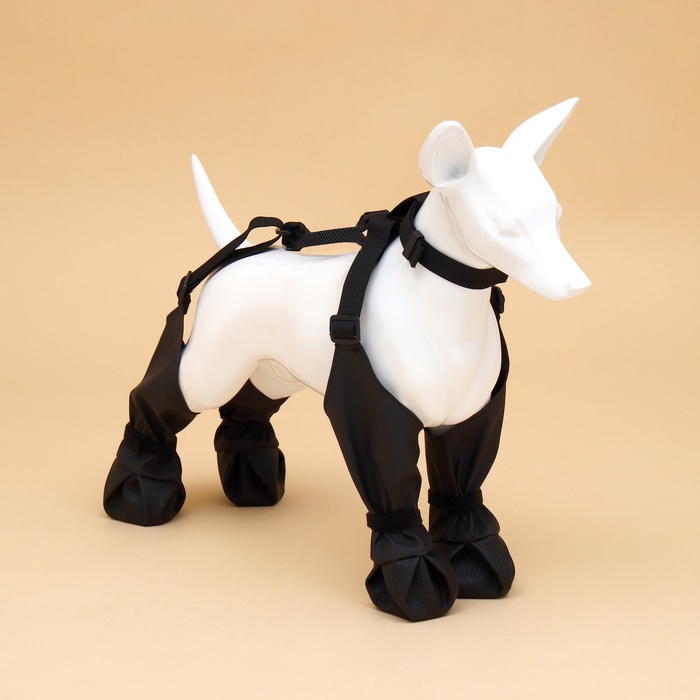 Ботинки - чулки для собак, размер M (Длина лап 35-42, ДС 18-26, ОШ 16-50 см) черные - Фото 1