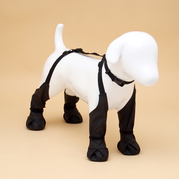 Ботинки - чулки для собак, размер L (Длина лап 41-50, ДС 18-28, ОШ 16-60см) черные - Фото 1