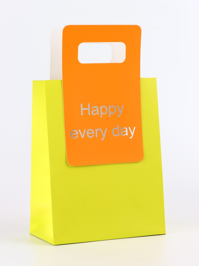 Пакет подарочный ламинированный с вырубной ручкой, 18×23×9 см, лайм - Фото 1