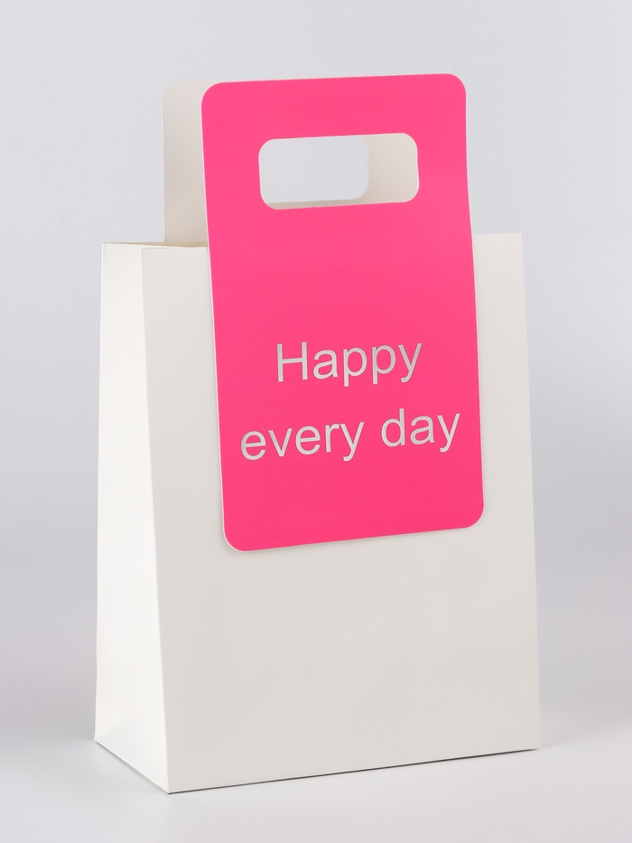 Пакет подарочный ламинированный с вырубной ручкой, 18×23×9 см, белый - Фото 1