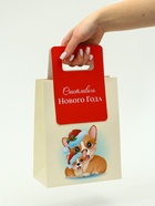 Пакет подарочный с вырубной ручкой "Корги"  18 х 23 х 9 см, красный (12 шт) - фото 809177245