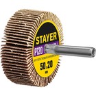 Круг лепестковый шлифовальный STAYER 36607-120, P120, d шпильки = 6 мм, 50 х 20 мм 10783556 - фото 4152938