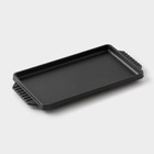 УЦЕНКА Сковорода чугунная «Прямоугольник», 23,5×12×1,7 см, с ручками, на деревянной подставке - фото 14556470