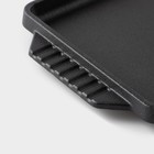 УЦЕНКА Сковорода чугунная «Прямоугольник», 23,5×12×1,7 см, с ручками, на деревянной подставке - фото 14556472