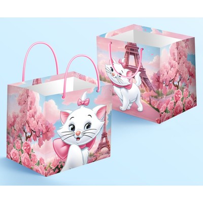 Пакет подарочный с широким дном, 30×30×30 см, Коты аристократы