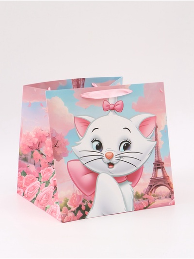 Пакет подарочный с широким дном, 30×30×30 см, Коты аристократы