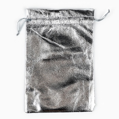 Мешочек подарочный парча «Новогодние игрушки», серебро, 16×24 см