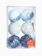 Ёлочные игрушки «Ксавье» ассорти, шары новогодние, d=8 см, набор 6 шт., бело-синий 10422968