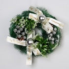Венок новогодний d=24 см «Зимнее волшебство. Фестиваль блеска», с бежевыми бантами и шариками - Фото 2