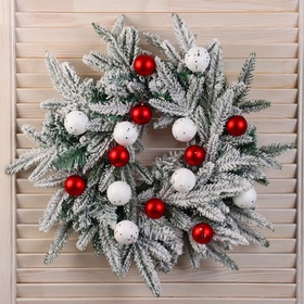 Венок новогодний d=40 см «Зимнее волшебство. Снежный фестиваль» с шарами